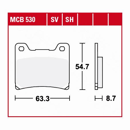 TRW Lucas Bremsbeläge organisch MCB530  63,3x54,7x8,7mm