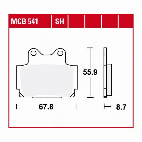 TRW Lucas Bremsbeläge organisch MCB541  67,8x55,9x8,7mm