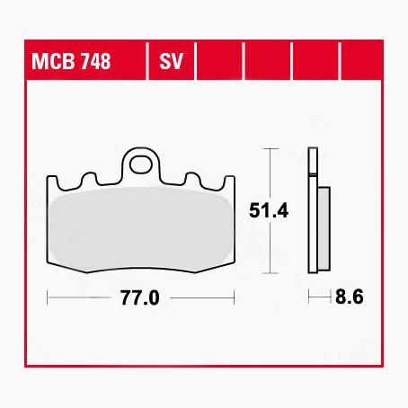 TRW Lucas Bremsbeläge organisch MCB748  77x51,4x8,6mm