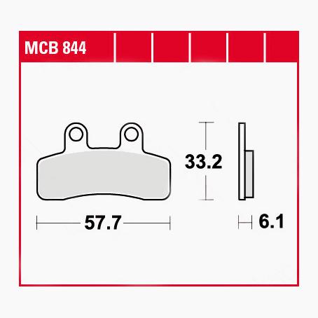 TRW Lucas Bremsbeläge organisch MCB844  57,7x33,2x6,1mm