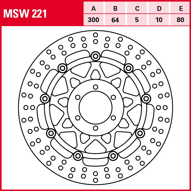 TRW Lucas Bremsscheibe Street schwimmend MSW221 300/64/80/5/
