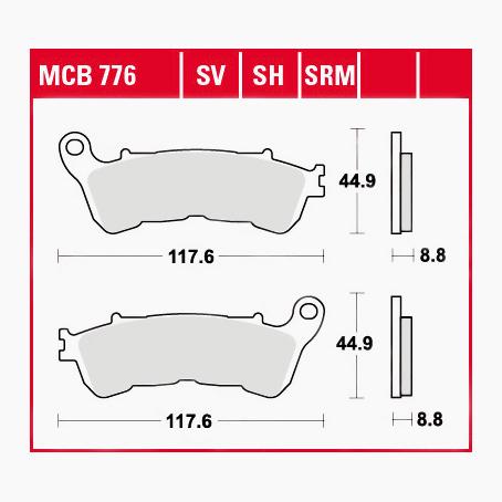 TRW Lucas Bremsbeläge Sintermetall Street MCB776SV 117,6x44,