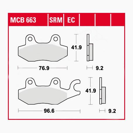 TRW Lucas Bremsbeläge Sintermetall Scooter MCB663SRM 76,9/96