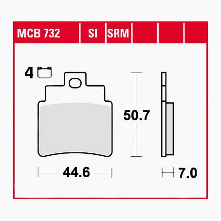 TRW Lucas Bremsbeläge Sintermetall Scooter MCB732SRM 44,6x50