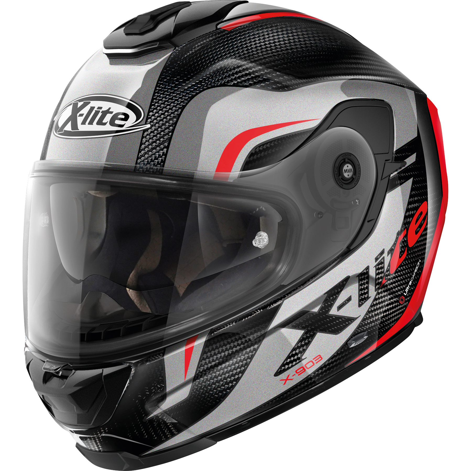 X-Lite X-903 n-com Ultra Carbon Integralhelm rot Größe M