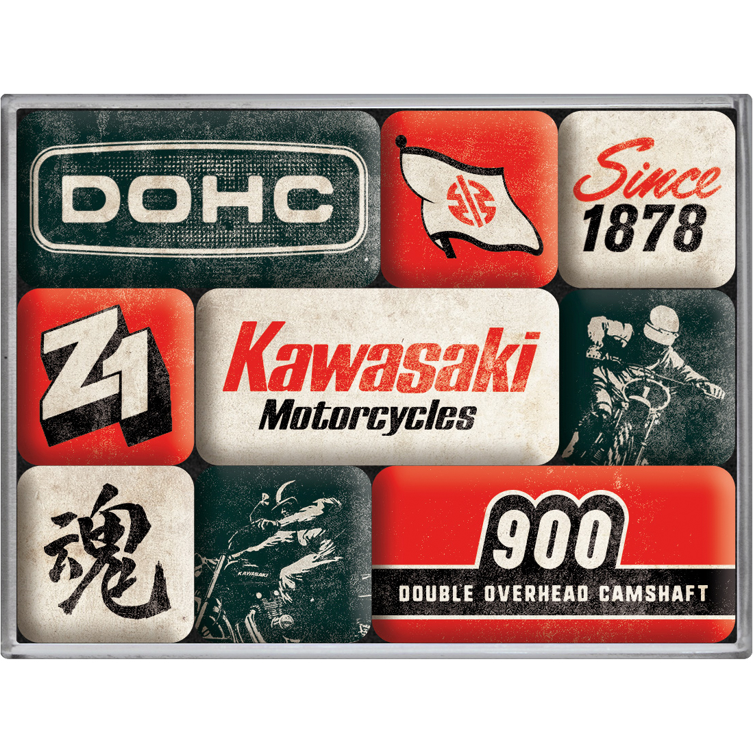 Nostalgic-Art Magnet-Set „Kawasaki – Motorcycles Since 1878“